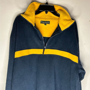 Bert Pulitzer Mens Pullover Two Tone Rugby 1/4 Zip Polyester Vintage Size‎ L